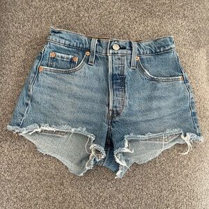 Levi's Light Blue Distressed Jean Shorts